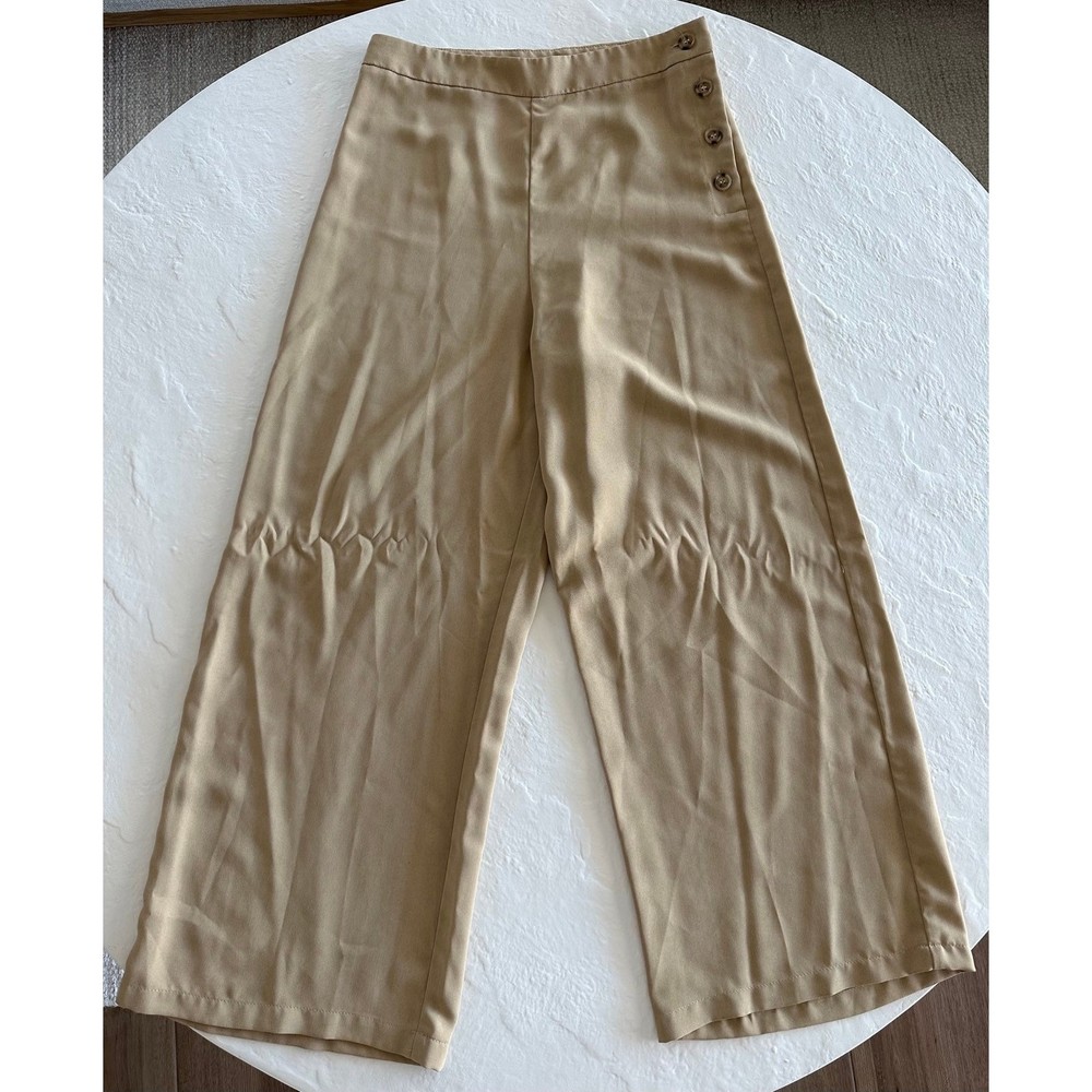 Beige Wide Leg Pants